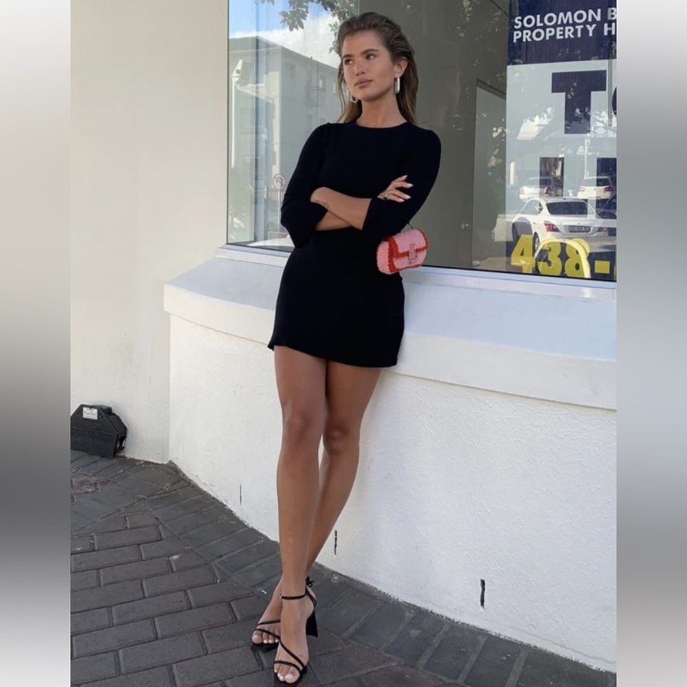 Reformation black ribbed dress